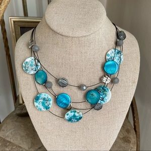 Armand Thiery pendant blue gray  silver necklace